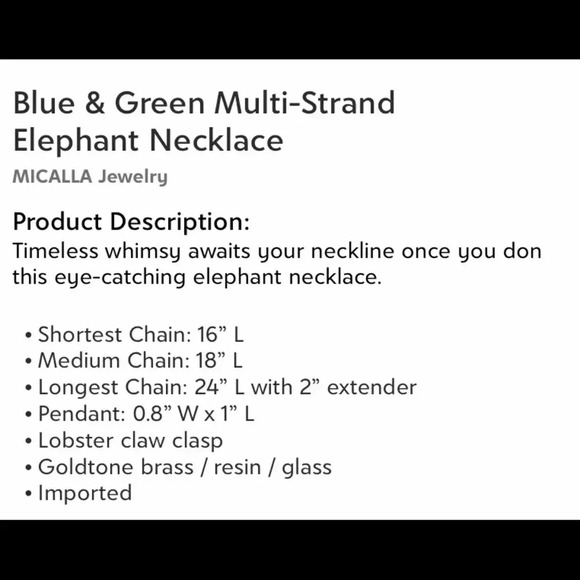 🆕Aqua Multi Strand Elephant Necklace🆕 - Picture 6 of 6